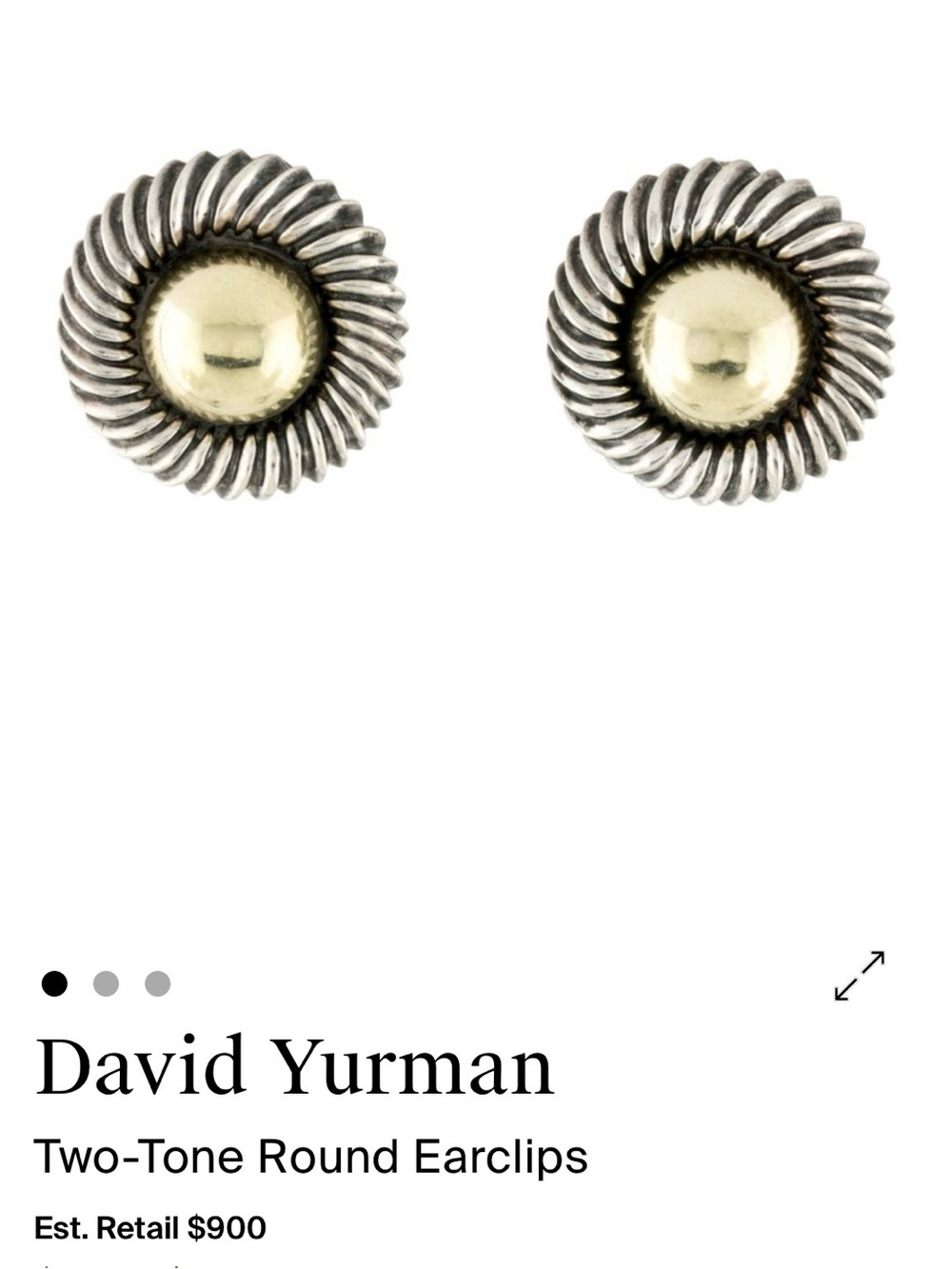 David Yurman Two-Tone Round Earclips in Silver and Gold